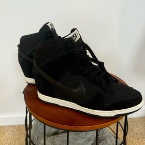 Nike Dunk Sky Hi Hidden Wedge Black Suede Women's 10
